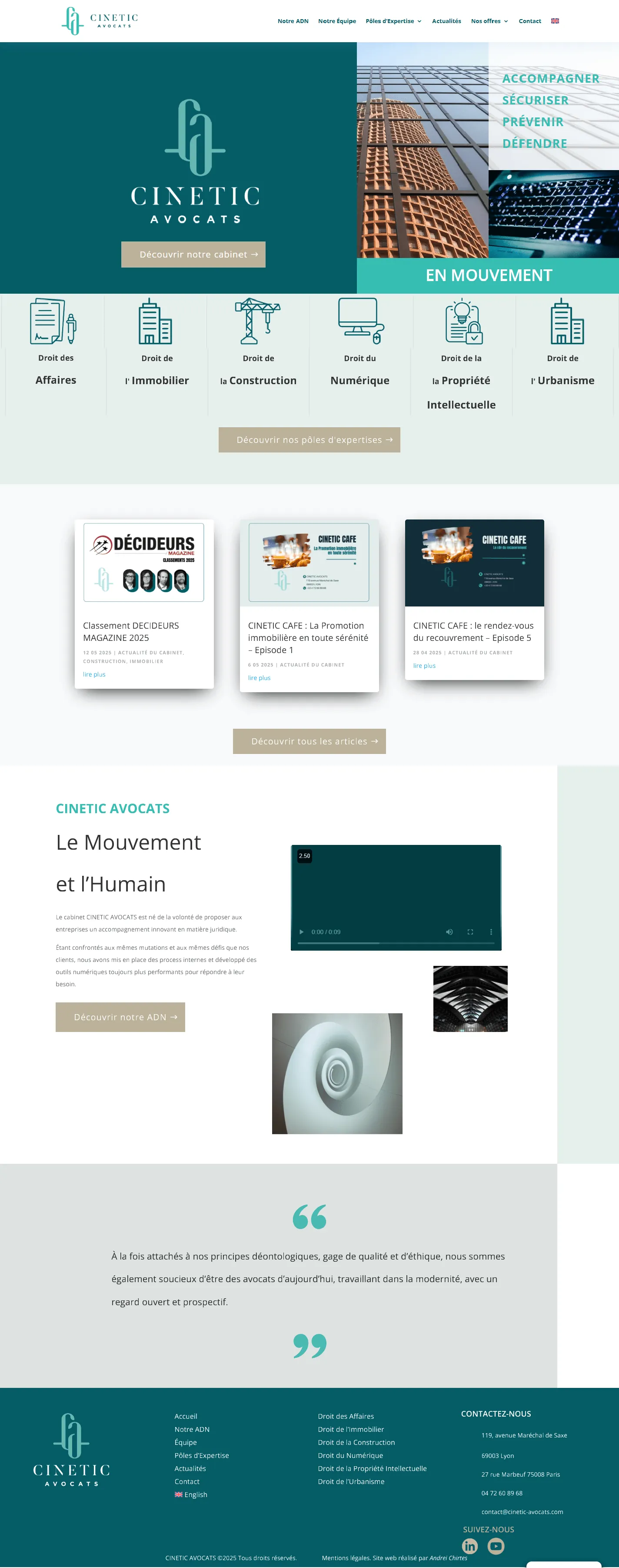 Capture du site Cinetic Avocats