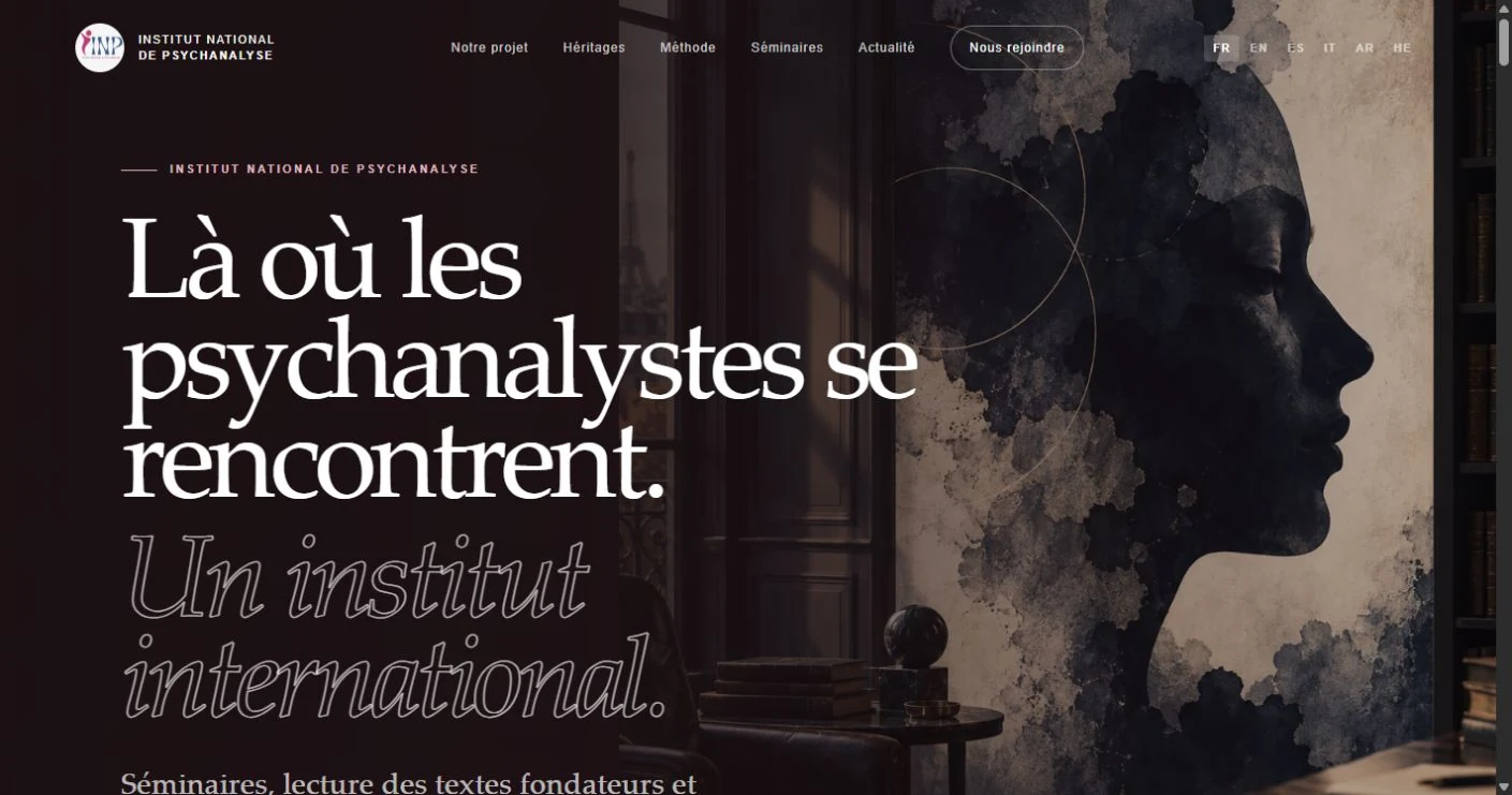 Capture du site Institut national de psychanalyse