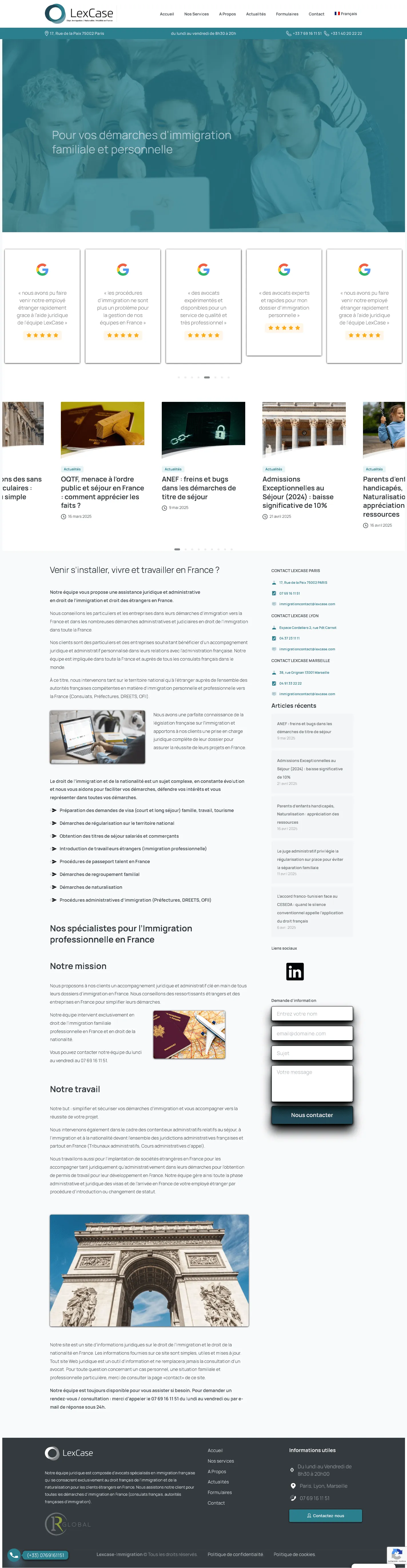 Capture du site LexCase Immigration