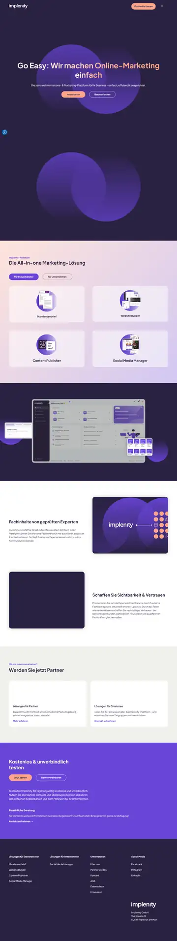 Aperçu du site Implenity